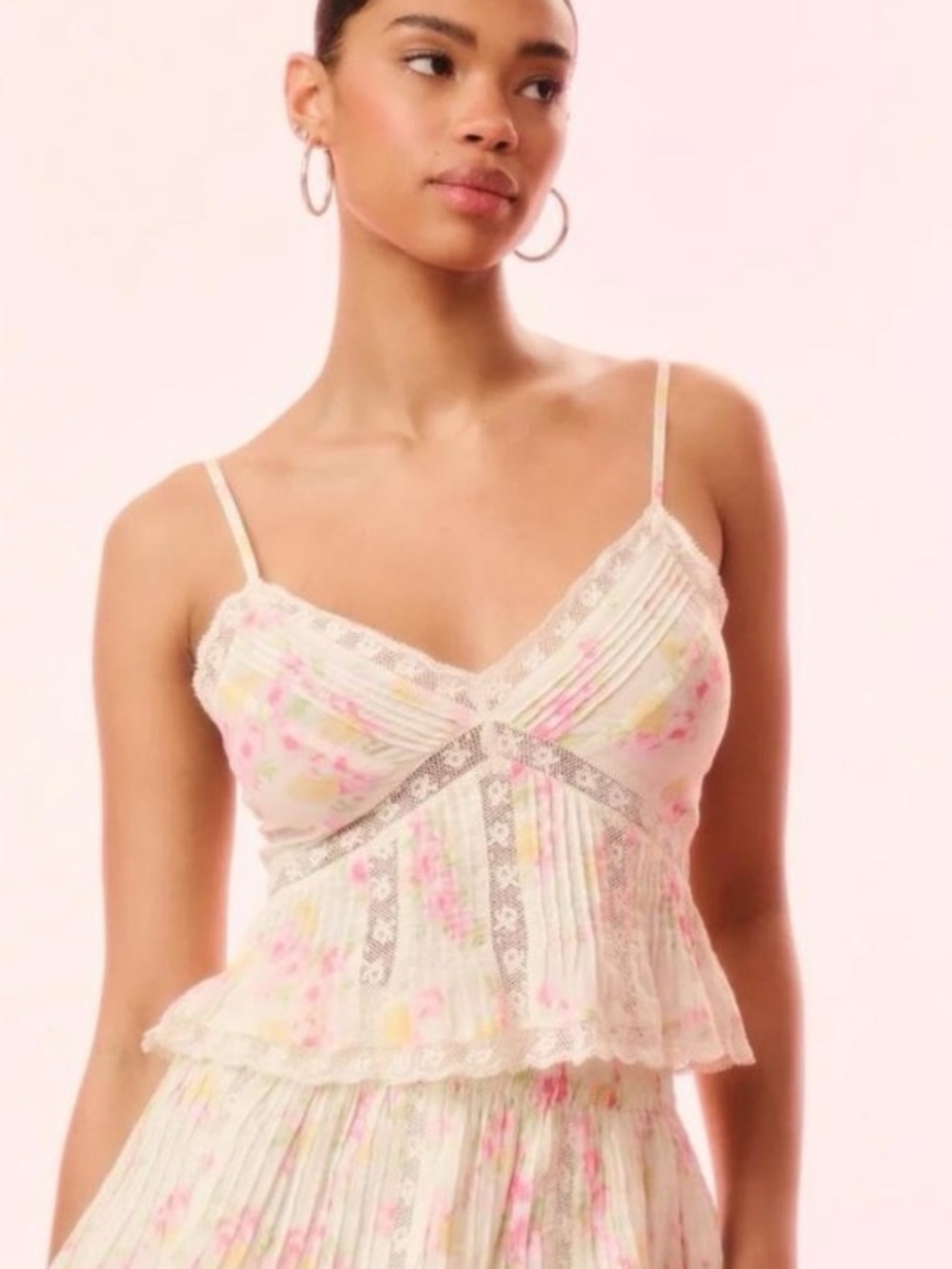 LoveShackFancy elsette Tank L NWT Floral Lace-Trim
